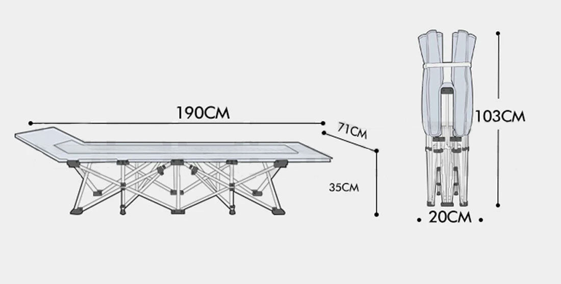 Portable Stretcher Bed - Single Foldable grey - DELIVERY ONLY