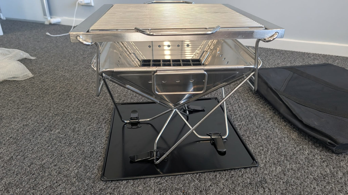 Stainless Steel Folding BBQ Stove, fire pit with adjustable height
