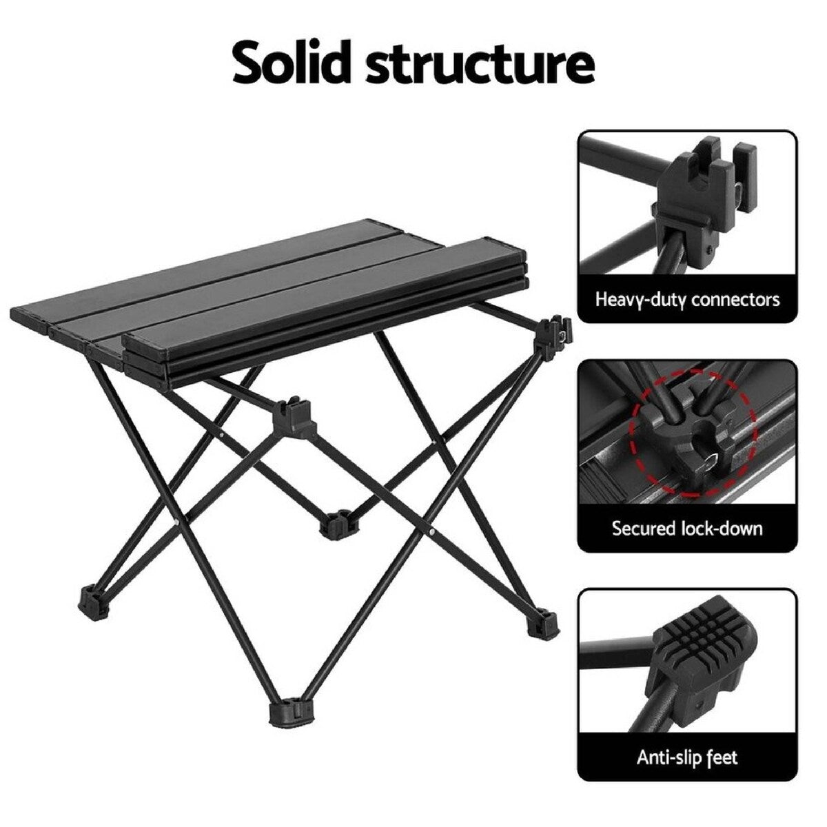 Folding Camping Table 53cm x 41cm x 41cm Roll Up