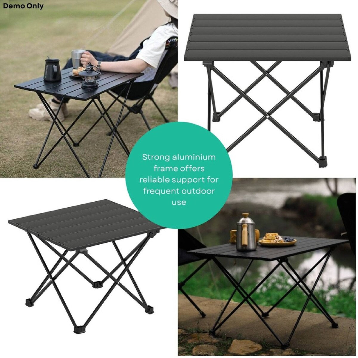 Folding Camping Table 53cm x 41cm x 41cm Roll Up