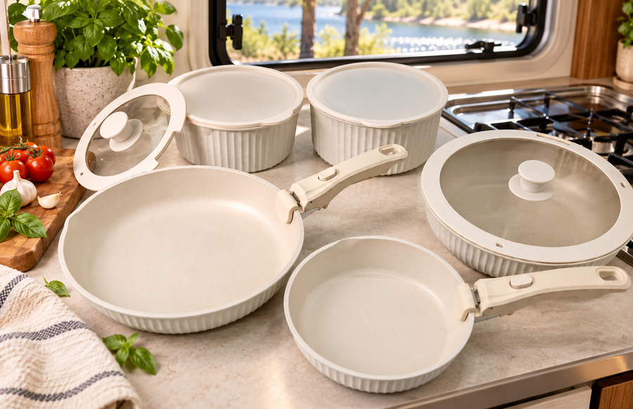 Cookware set with detachable handles 11 piece set