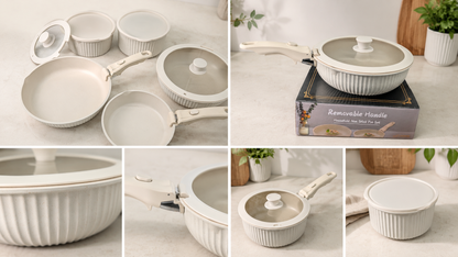 Cookware set with detachable handles 11 piece set