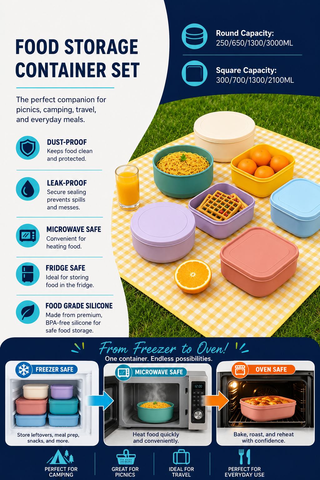 Silicone Food Storage Boxes - Freezer to Oven