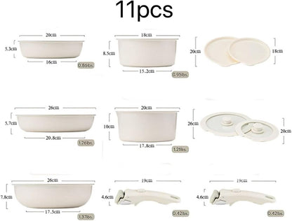 Cookware set with detachable handles 11 piece set