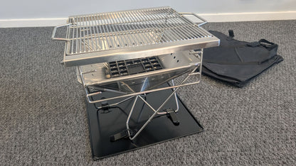 Stainless Steel Folding BBQ Stove, fire pit with adjustable height