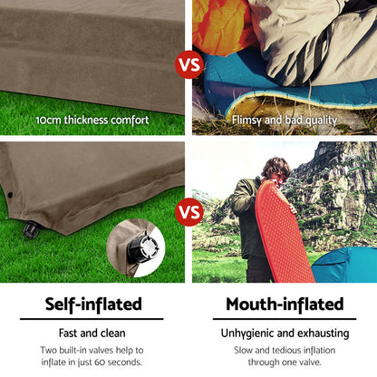 Self Inflating Mattress 10CM -  Double Coffee - DELIVERY ONLY