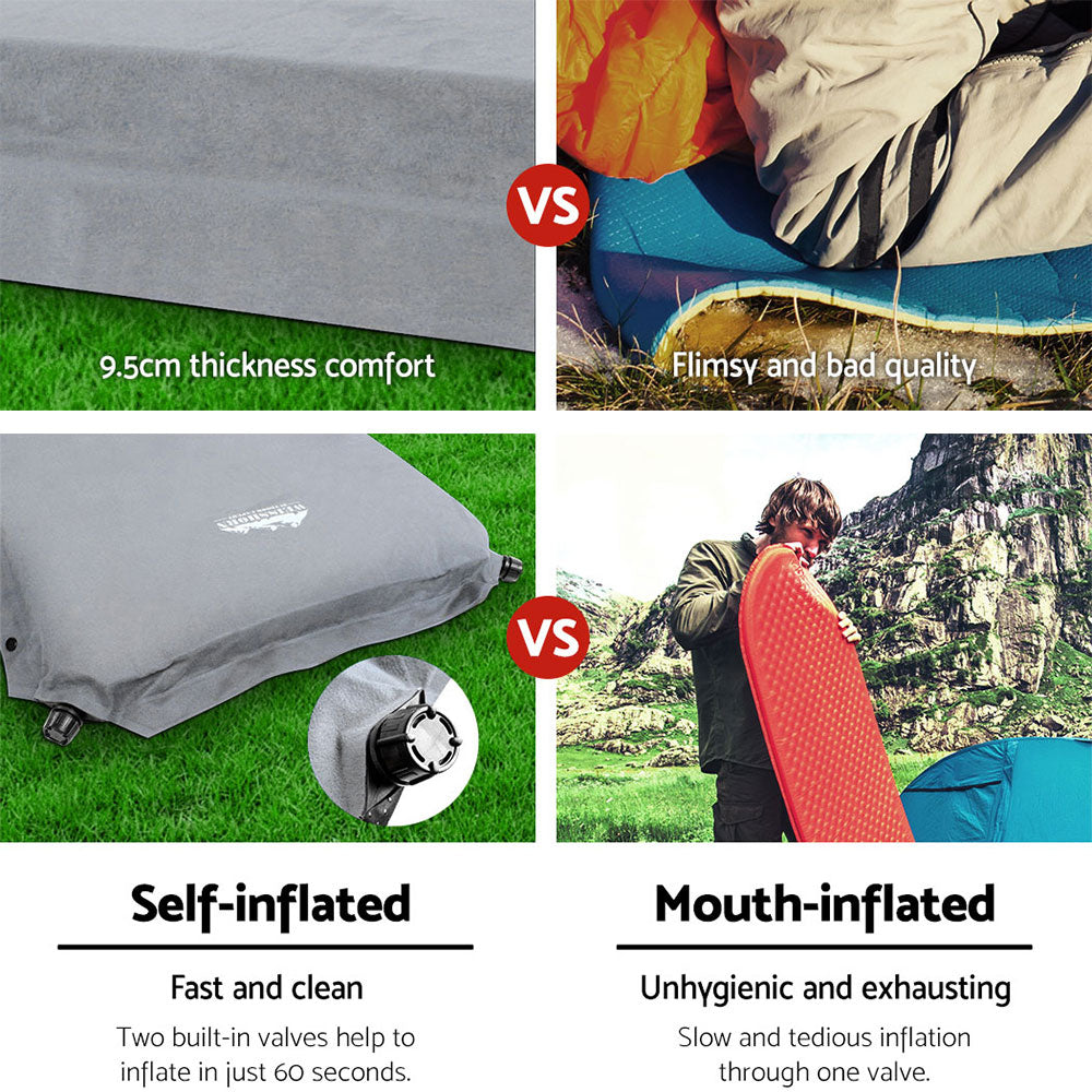 Self Inflating Mattress - Double Set Grey - DELIVERY ONLY