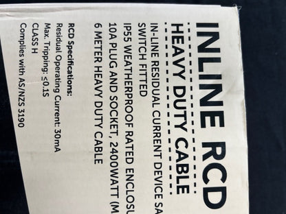 Click Inline Circuit Breaker Cable 6m Heavy Duty Cable 10A Plug