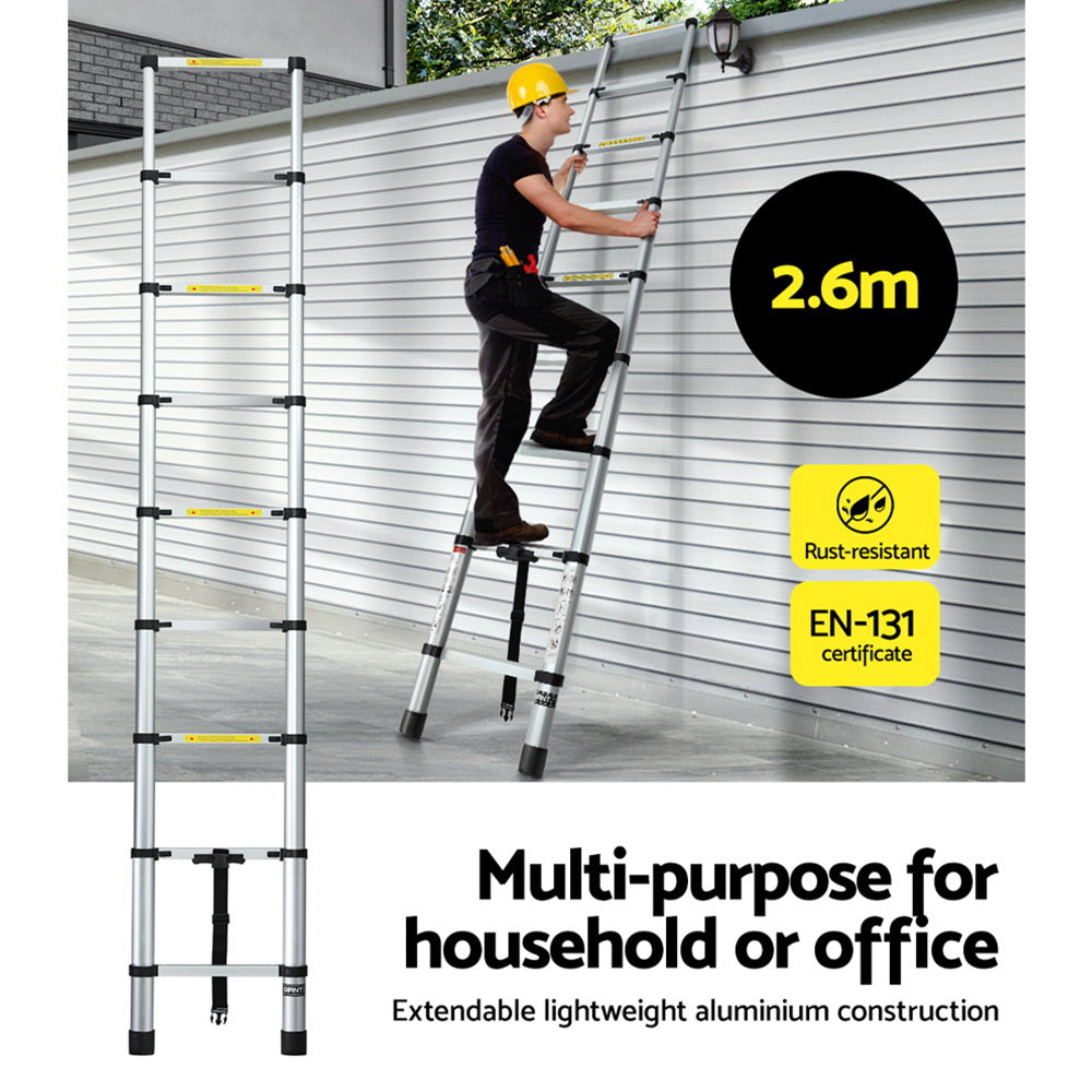 2.6M Telescopic Ladder Aluminium - DELIVERY ONLY