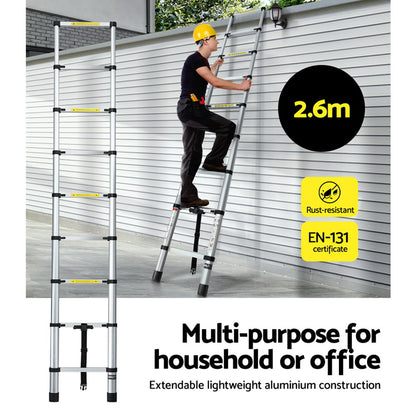 2.6M Telescopic Ladder Aluminium - DELIVERY ONLY