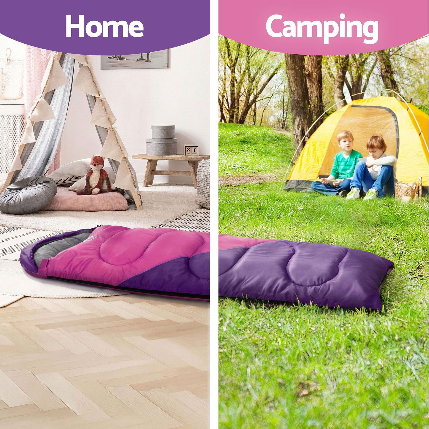 Sleeping Bag Set of 2 Kids Single - Buy two and Save - DELIVERY ONLY