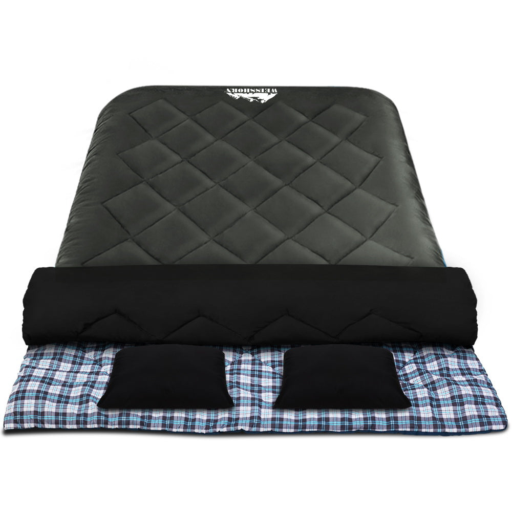 Sleeping Bag Double w/Pillow Thermal-  Grey - DELIVERY ONLY