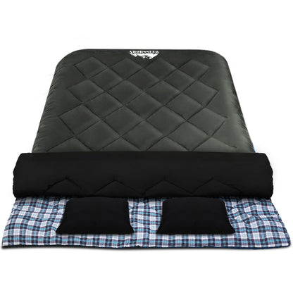 Sleeping Bag Double w/Pillow Thermal-  Grey - DELIVERY ONLY