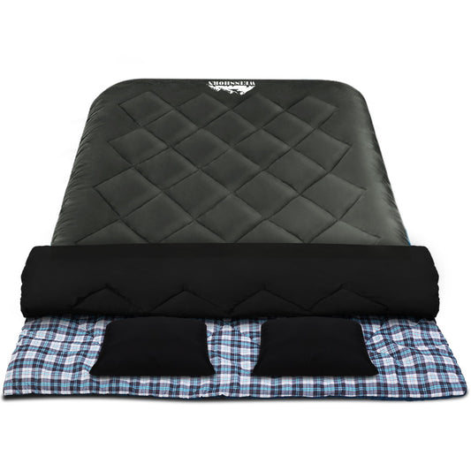 Sleeping Bag Double w/Pillow Thermal-  Grey - DELIVERY ONLY