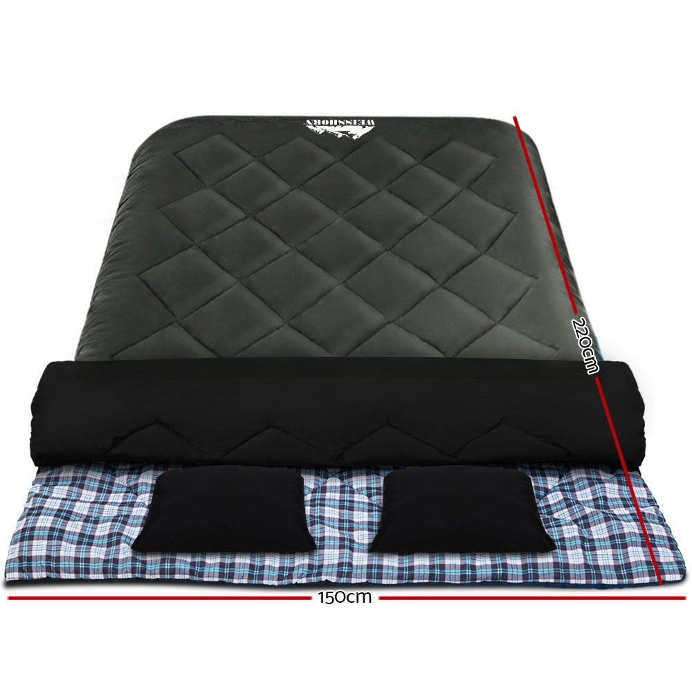 Sleeping Bag Double w/Pillow Thermal-  Grey - DELIVERY ONLY