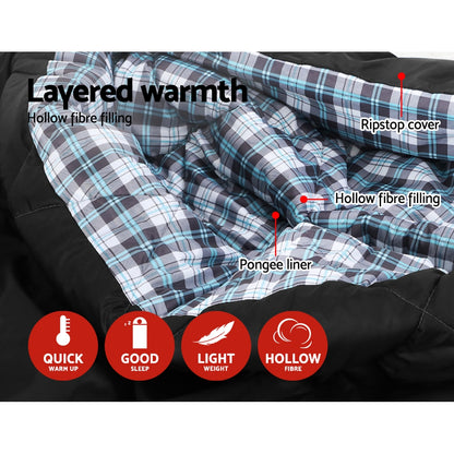 Sleeping Bag Double w/Pillow Thermal-  Grey - DELIVERY ONLY