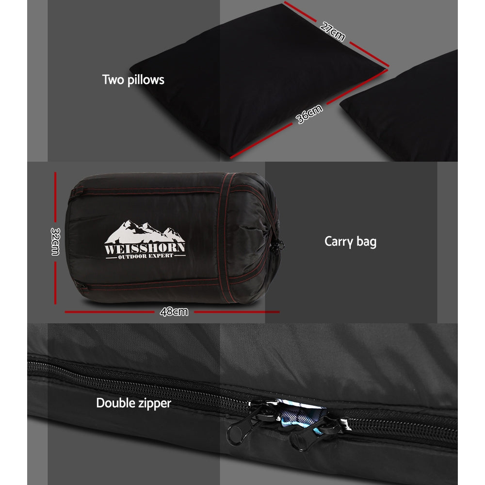 Sleeping Bag Double w/Pillow Thermal-  Grey - DELIVERY ONLY