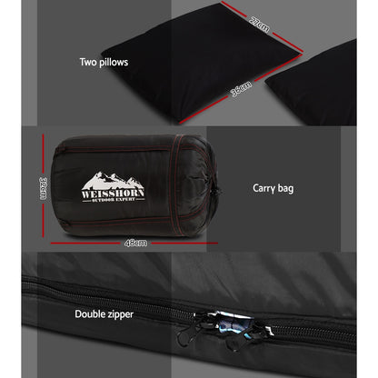Sleeping Bag Double w/Pillow Thermal-  Grey - DELIVERY ONLY