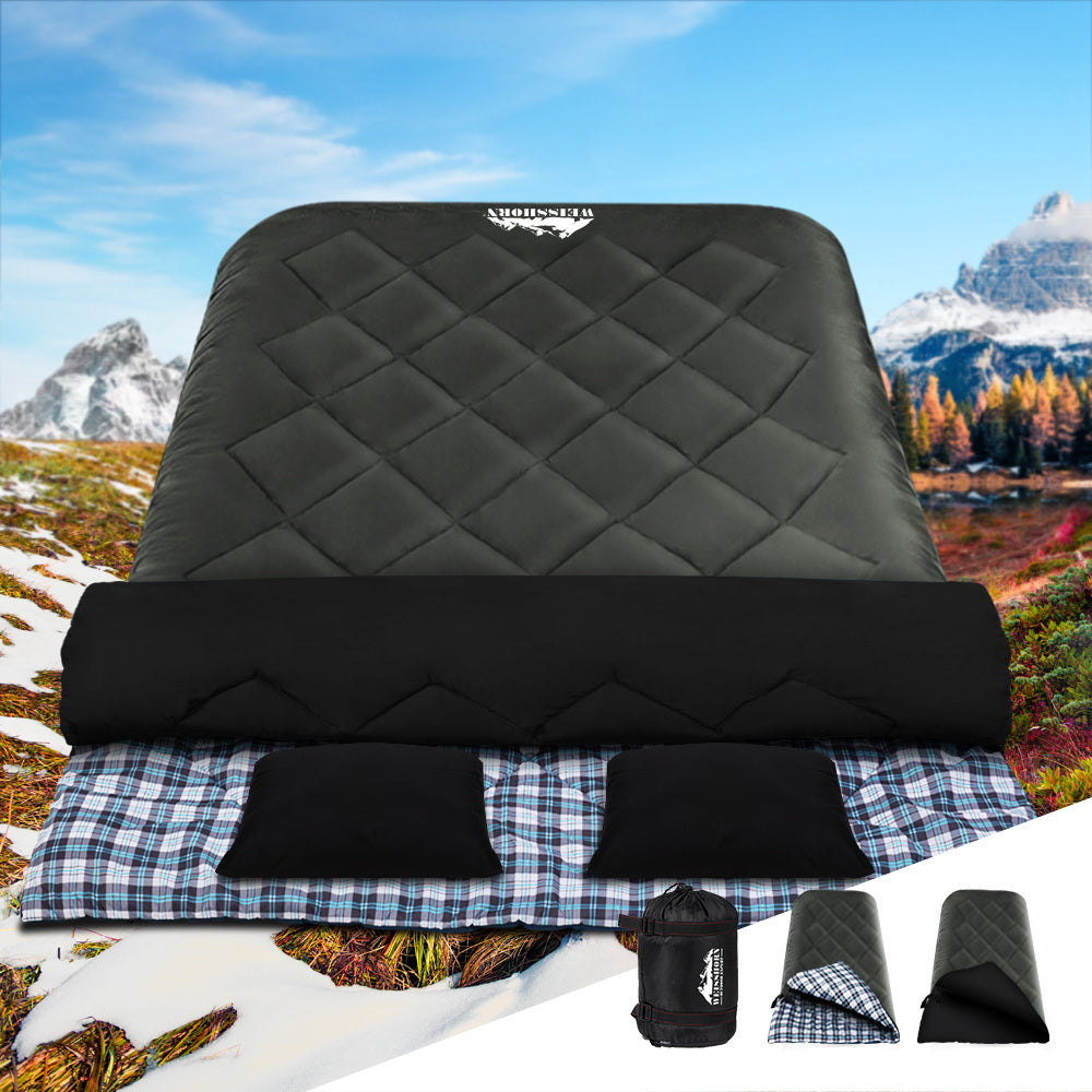 Sleeping Bag Double w/Pillow Thermal-  Grey - DELIVERY ONLY
