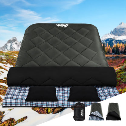 Sleeping Bag Double w/Pillow Thermal-  Grey - DELIVERY ONLY