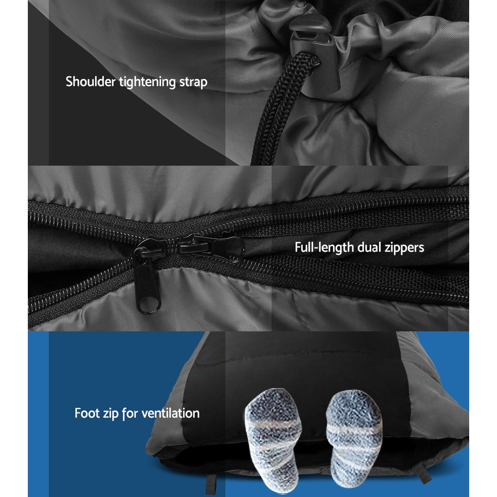 Sleeping Bag Single Black  -20°C - DELIVERY ONLY