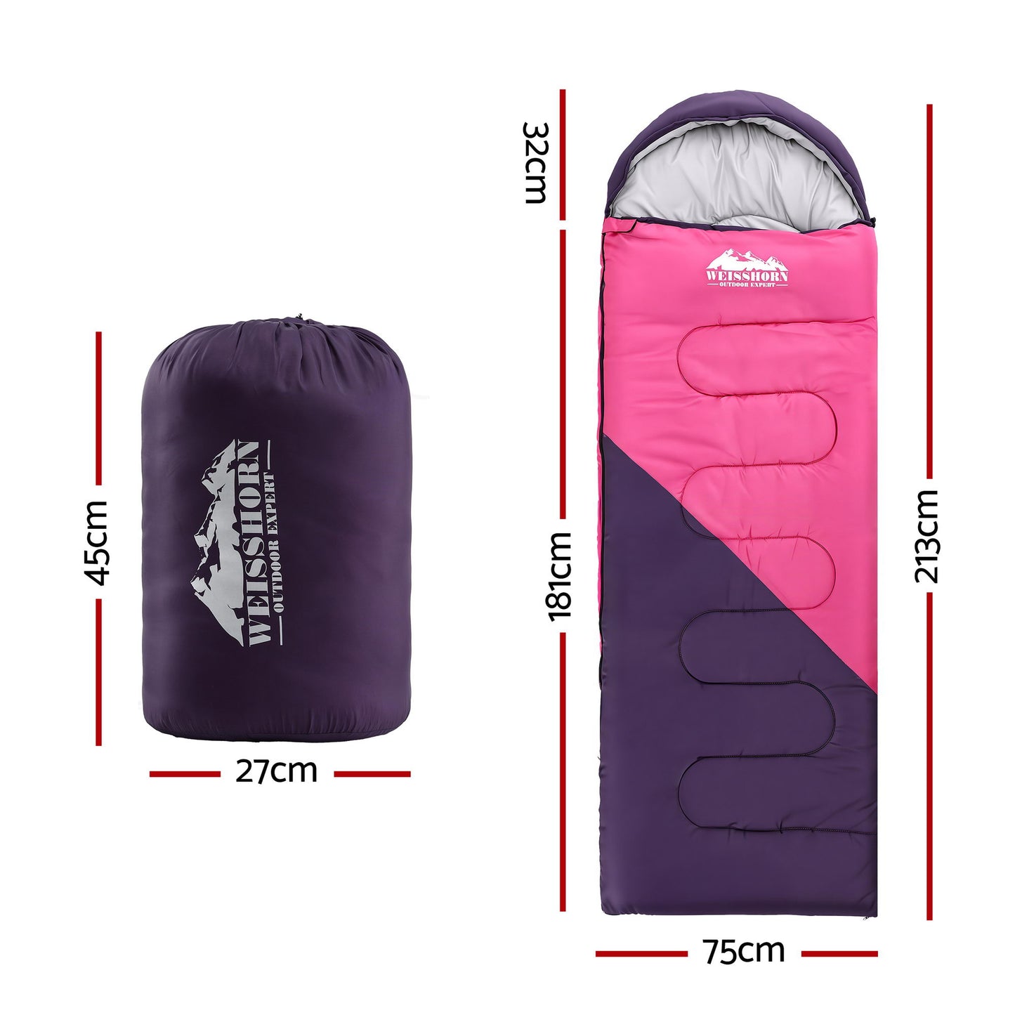 Sleeping Bag - Single - Pink - DELIVERY ONLY