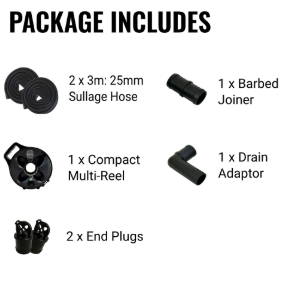 25mm Flat Out Sullage Hose 6m as 3+3m on Compact Multi-Reel