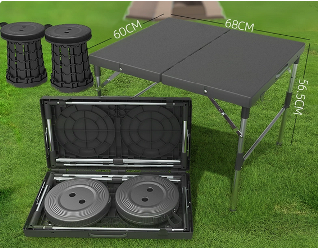 Two Person Retractable Stool and Table set