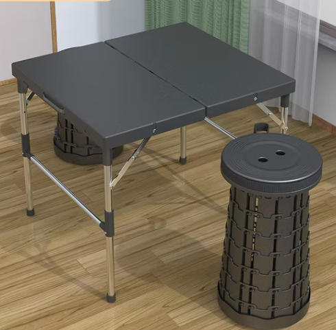 Two Person Retractable Stool and Table set