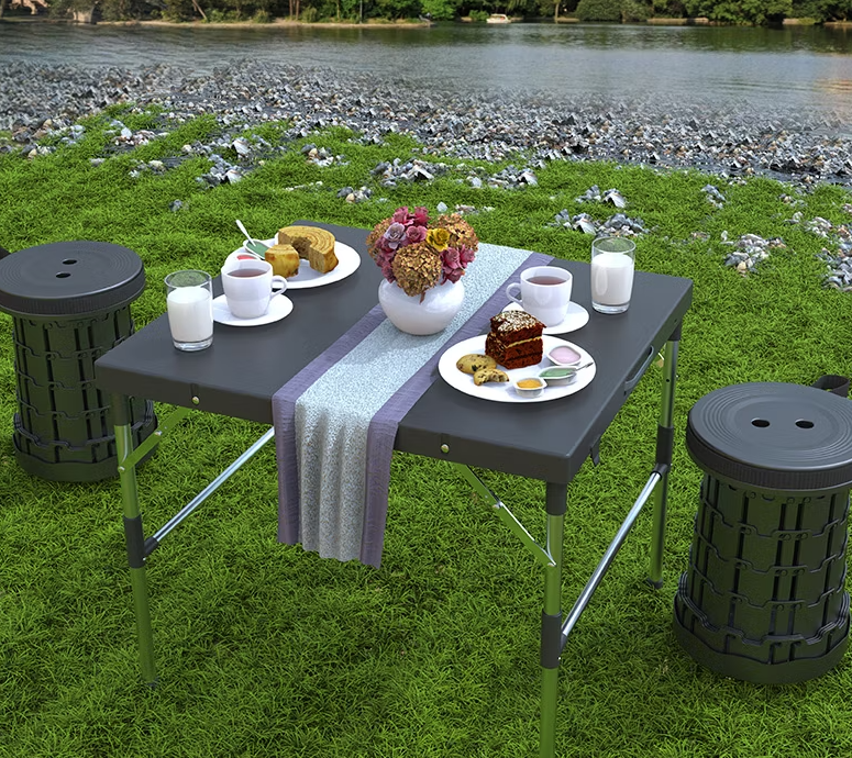 Two Person Retractable Stool and Table set