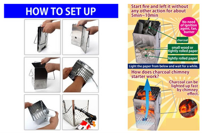 Charcoal Chimney starter - Collapsible