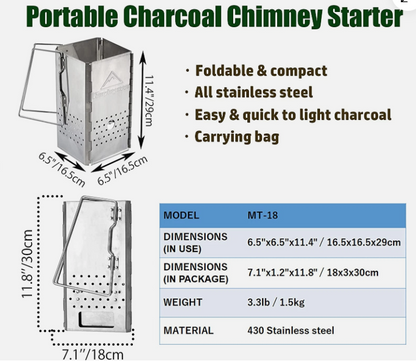 Charcoal Chimney starter - Collapsible