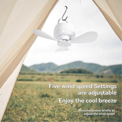 Camping Fan with LED Light Portable Rechargeable-DELIVERY ONLY