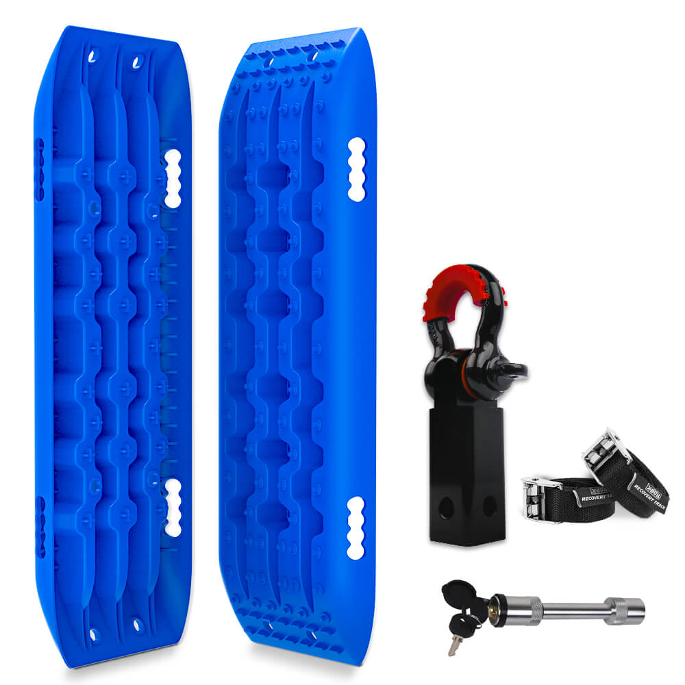 X-BULL Hitch Receiver 5T Recovery Receiver With 2PCS Recovery tracks Boards Gen2.0 Blue - DELIVERY ONLY