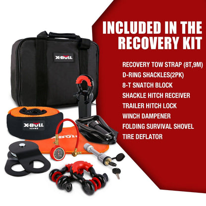 X-BULL Winch Recovery Kit 13PCS Recovery tracks /Snatch Strap Off Road 4X4-DELIVERY ONLY