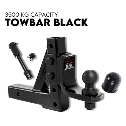 Towbar Adjustable Drop Tow Bar Ball Mount Tongue Hitch Trailer Car 3500KG 50mm-DELIVERY ONLY