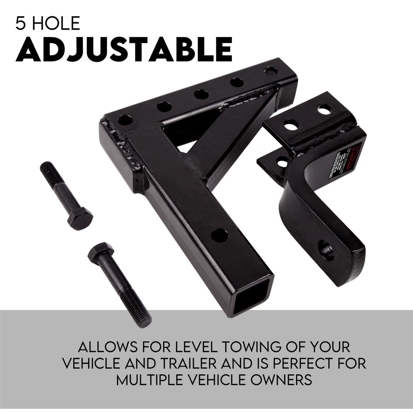 Towbar Adjustable Drop Tow Bar Ball Mount Tongue Hitch Trailer Car 3500KG 50mm-DELIVERY ONLY