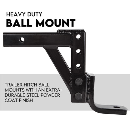 Towbar Adjustable Drop Tow Bar Ball Mount Tongue Hitch Trailer Car 3500KG 50mm-DELIVERY ONLY