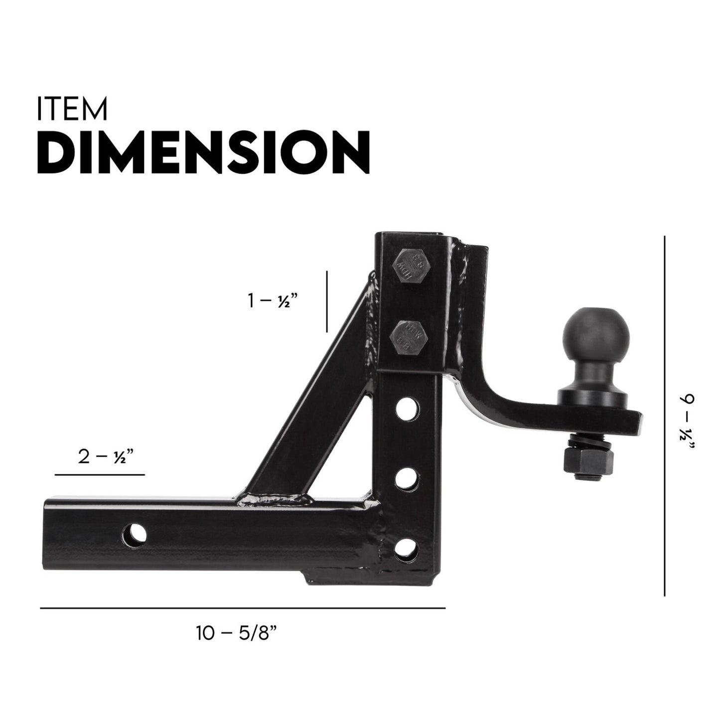 Towbar Adjustable Drop Tow Bar Ball Mount Tongue Hitch Trailer Car 3500KG 50mm-DELIVERY ONLY