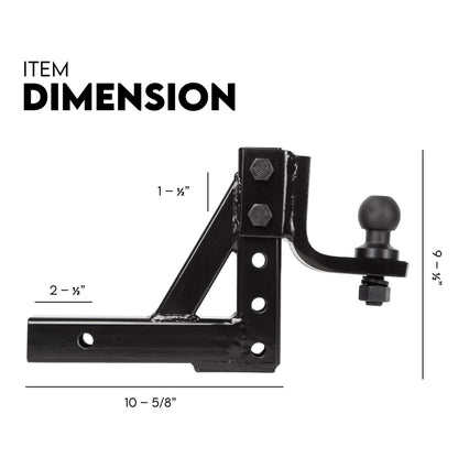 Towbar Adjustable Drop Tow Bar Ball Mount Tongue Hitch Trailer Car 3500KG 50mm-DELIVERY ONLY