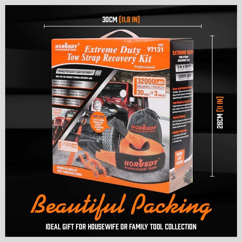 Heavy Duty 9.1M Recovery Tow Straps Snatch Kit -DELIVERY ONLY
