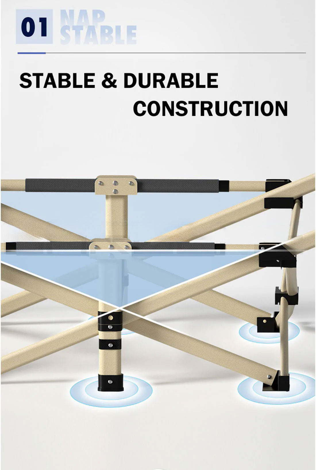 Portable Stretcher Bed - Single Foldable grey - DELIVERY ONLY