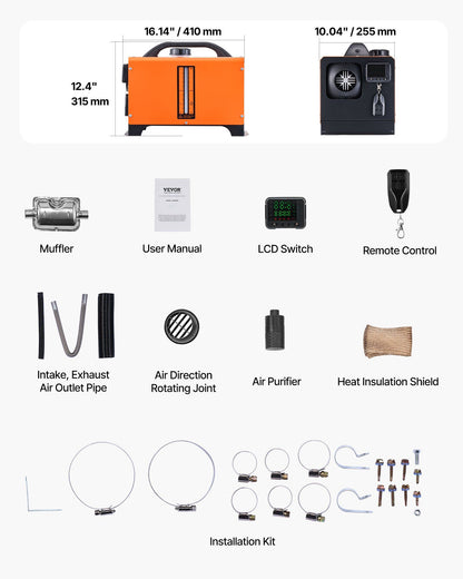 Portable Diesel Air Heater, 8 kW DC12-24V-DELIVERY ONLY