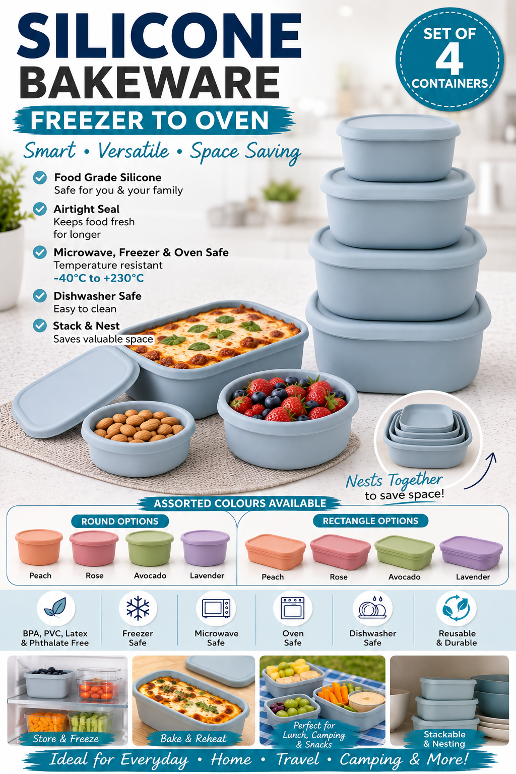 Silicone Bakeware - Freezer to Oven