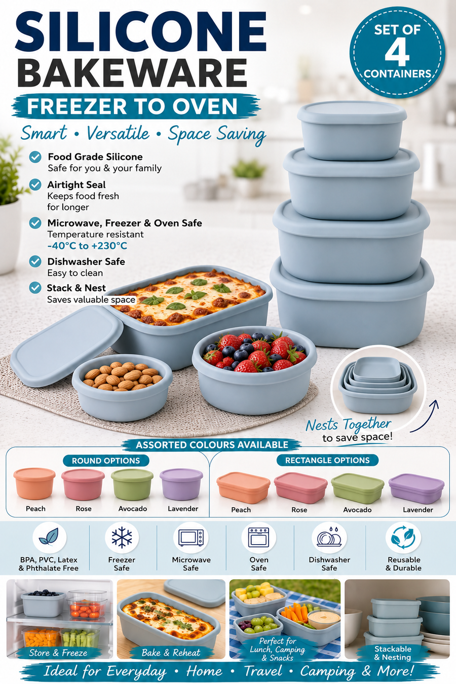Silicone Bakeware - Freezer to Oven