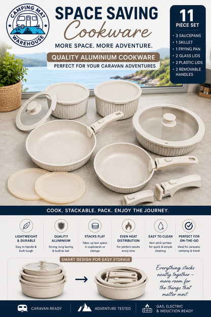 Cookware set with detachable handles 11 piece set